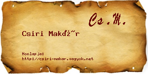 Csiri Makár névjegykártya